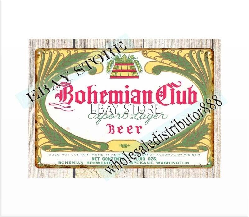 1930s to 1950s Bohemian Club Export Lager Beer metal tin sign outdoor wall decor