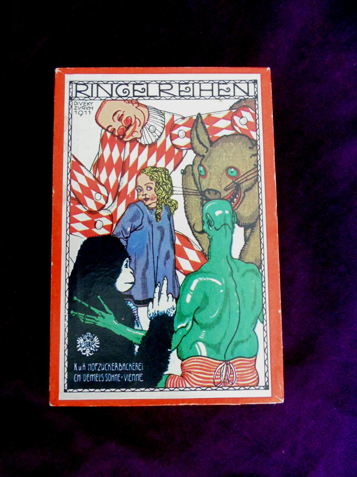 Vtg Ringelreihen Josef Diveky Graphic Candy Box Ring-Around the Rosy Demel Sohne