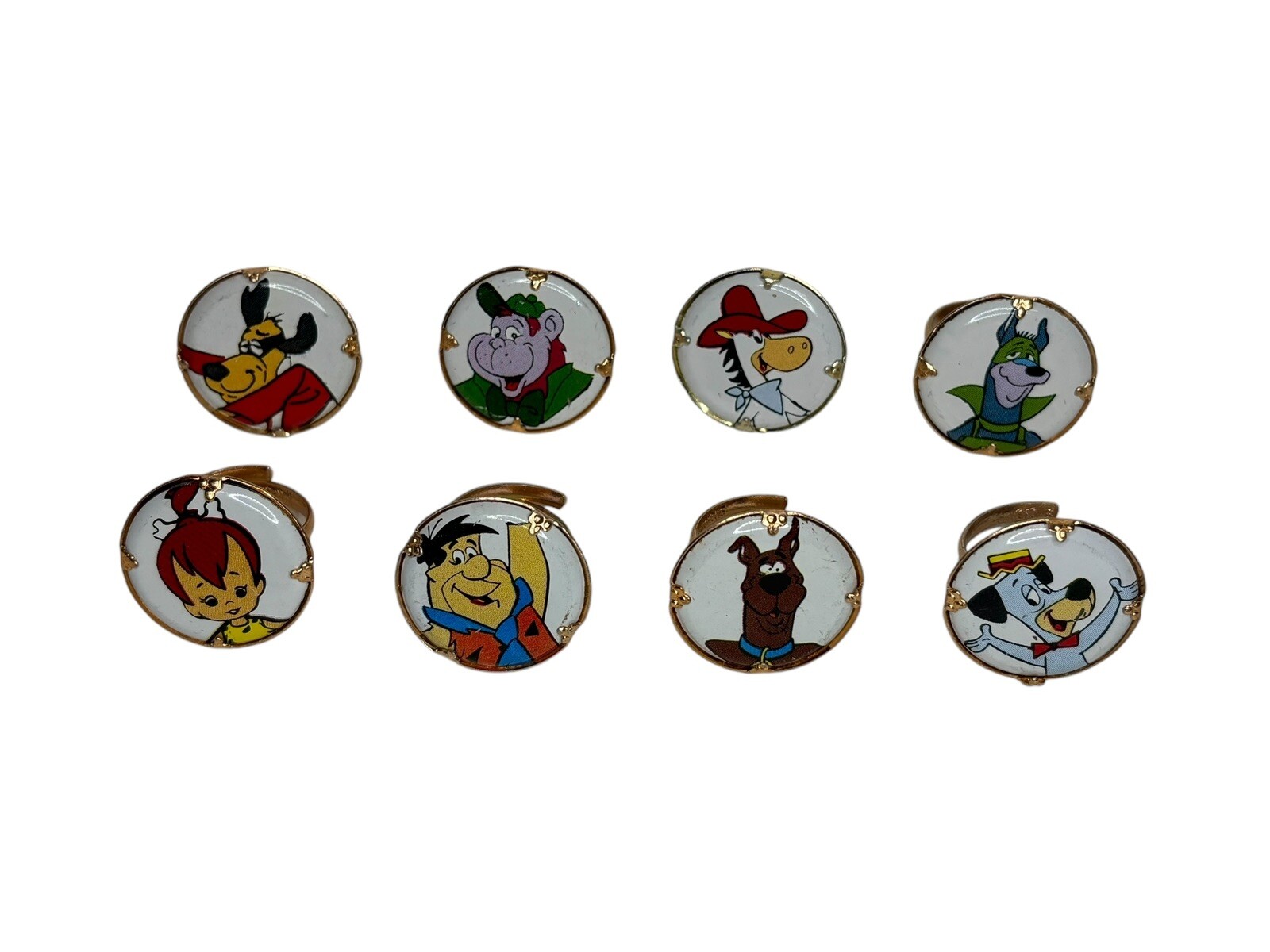 SET (8) Vintage 1970s Hanna Barbera Gum Ball Prize Rings Scooby Flintstones Yogi