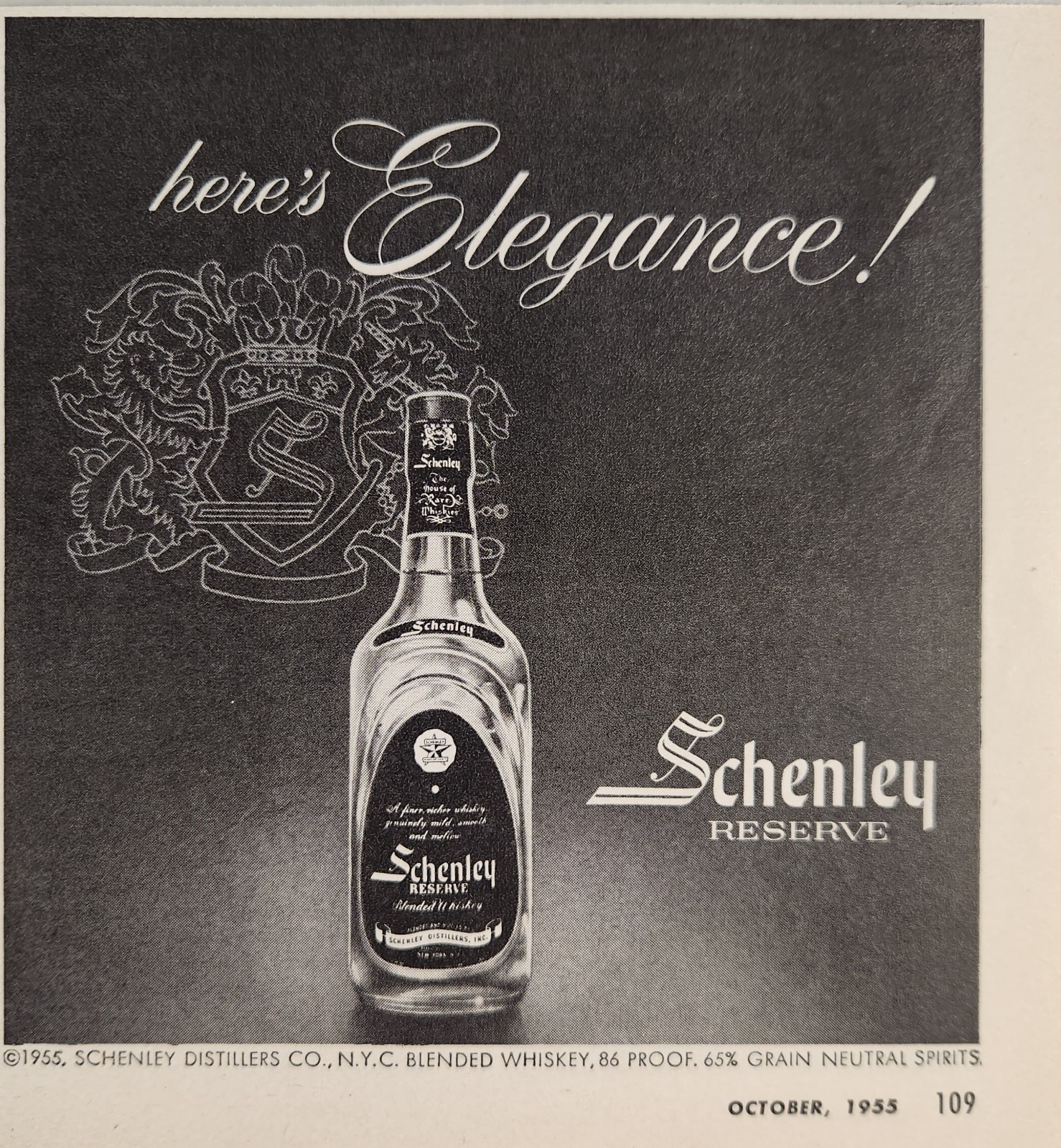 1955 Print Ad Schenley Reserve Blended Whiskey Distillers New York,NY