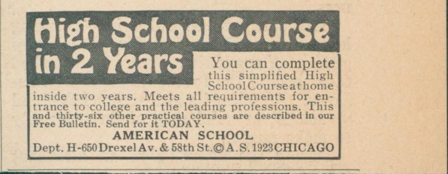 1931 American School High School Course in 2 Years Chicago Ad RB1