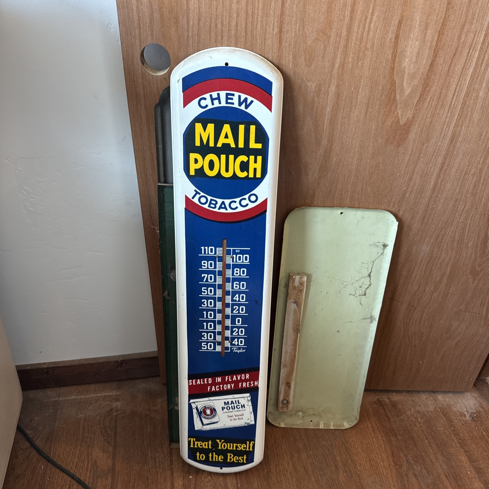 Chew Mail Pouch Chew Tobacco Thermometer Vintage 39″ x 8″ Excellent
