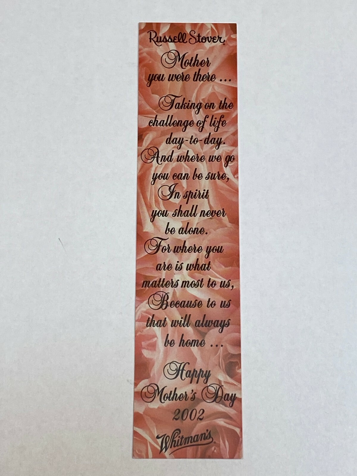 Russell Stover Happy Mother’s Day 2002 Whitman’s Paper Walmart Bookmark Vintage