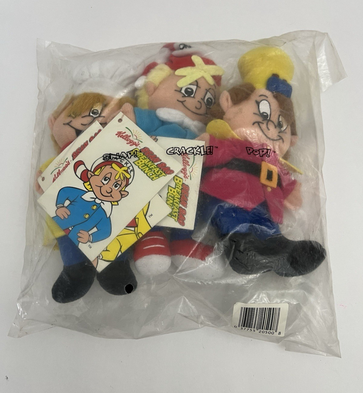 Kellogg’s Beanbag Breakfast Bunch Plush Dolls 7″ Snap Crackle & Pop 1997 VTG Toy