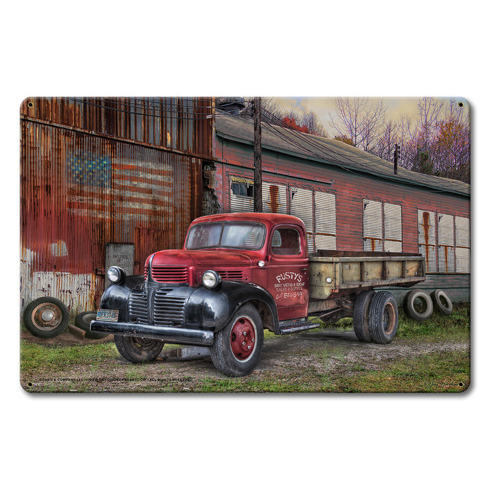 Factory Truck Metal Sign 18in X12in