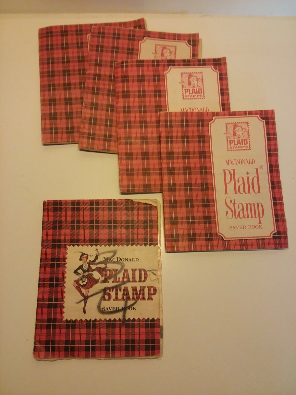 Lot of Vtg Merchant Green Stamps, MacDonald Plaid Stamp Saver Books 1969 1971