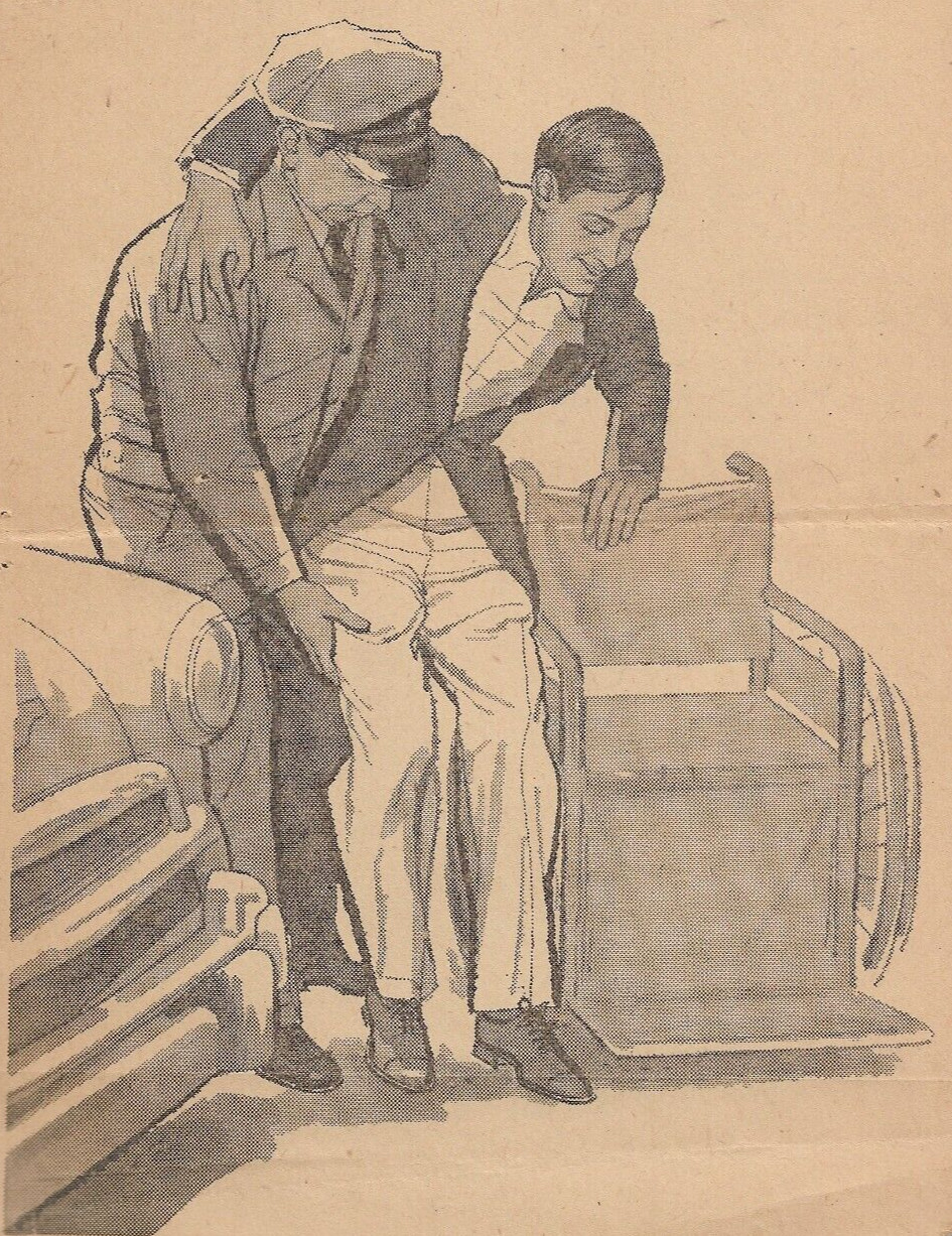 Yellow Cab Taxicab Driver Graphic Wheelchair Boy Art Newspaper Ad Vintage