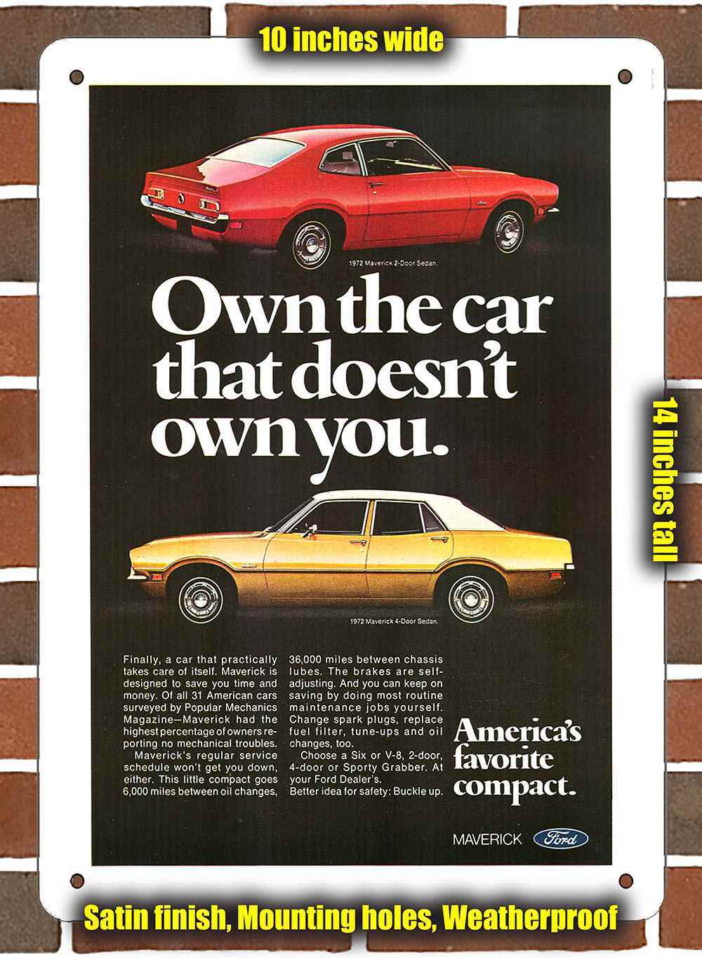 Metal Sign – 1972 Ford Maverick Sedan – 10×14 inches