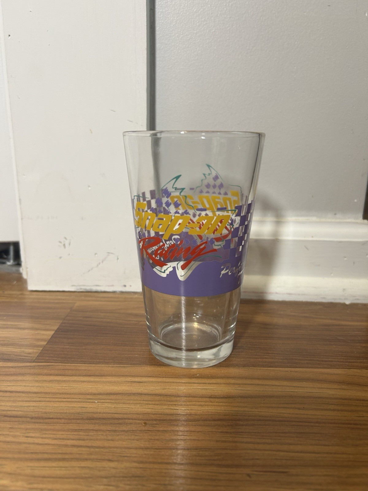 VTG Snap On Racing Glass With Red And Yellow Writing
