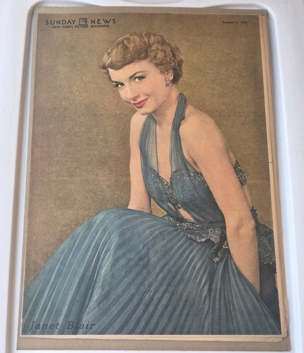 NEW YORK SUNDAY NEWS JANET BLAIR COVER Aug 7, 1949 VG COND 12 PAGES