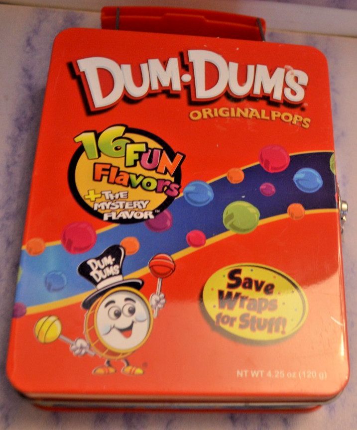 Dum Dum Lollipops Tin Vintage Collectible Lunch Box Style but Small EMPTY