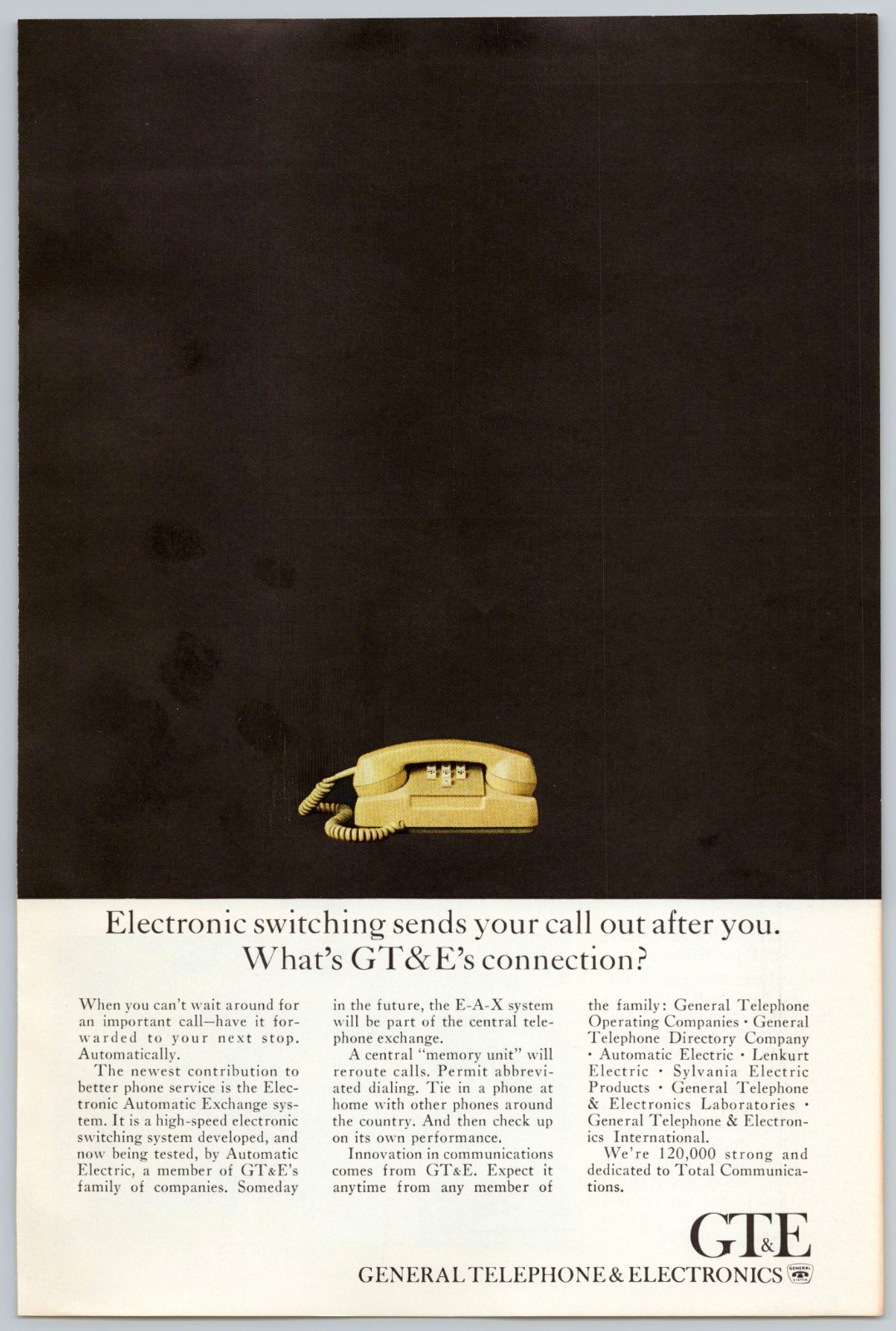 1966 GTE General Telephone & Electronics Vintage Print Ad: Forwarding Calls