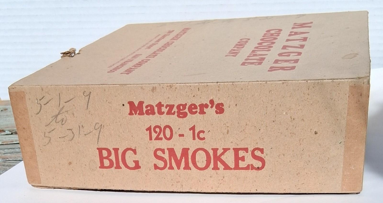 1940s Matzger’s Chocolate Big Smokes 1 Cent Vtg Advertising Store Display Box