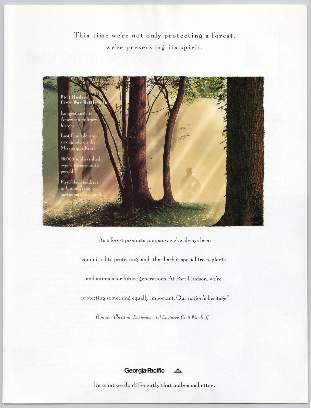 Port Hudson Civil War Georgia-Pacific Union Army Soldiers 1998 Print Ad