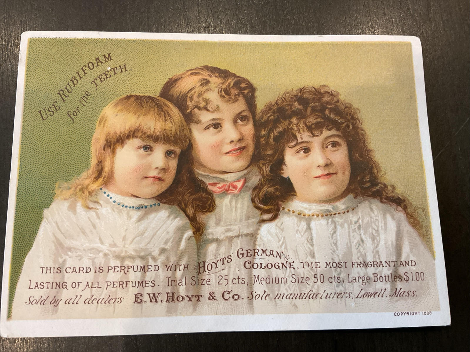 1888 Hoyt’s German Cologne , Rubifoam For The Teeth E.w. Hoyt Trade Card 44 DX
