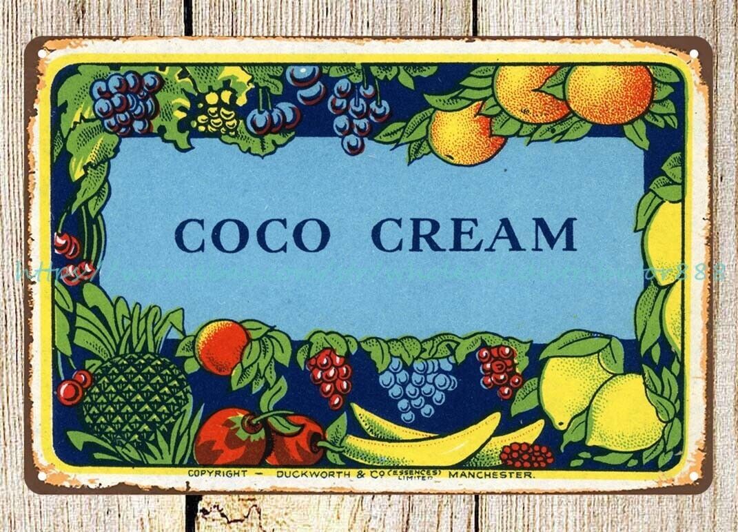 Coco Cream beverage Duckworth & Co. Manchester metal tin sign