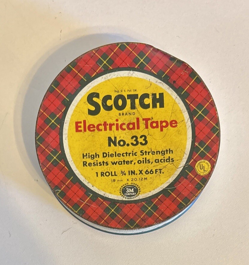 Vintage Empty Scotch Brand Electrical Tape Metal Can Tin No. 33