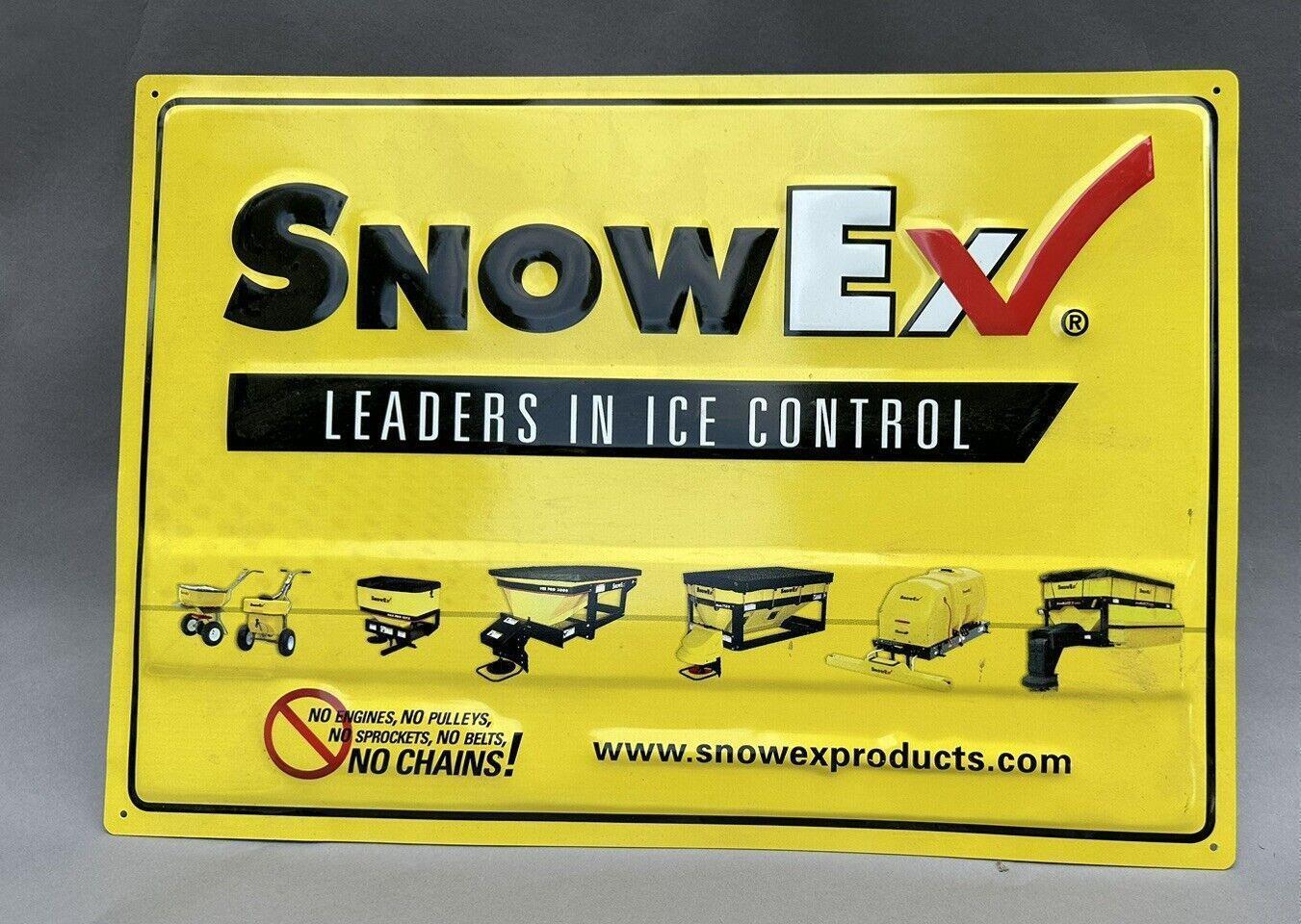 Snow Ex Ice Control Embossed Metal Dealership Advertising Sign 14″ x 20″