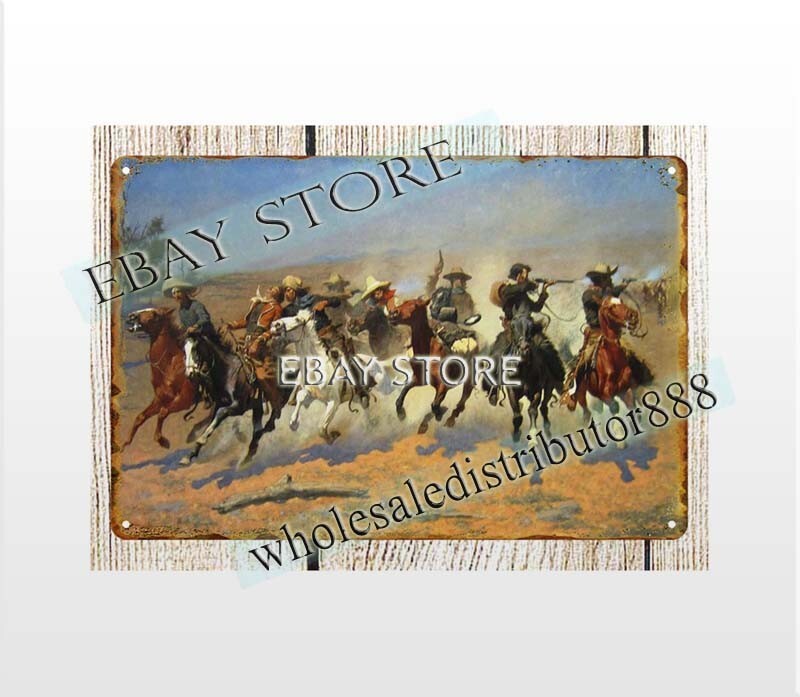 1889 art A Dash for the Timber by Frederic Remington metal tin sign wall art
