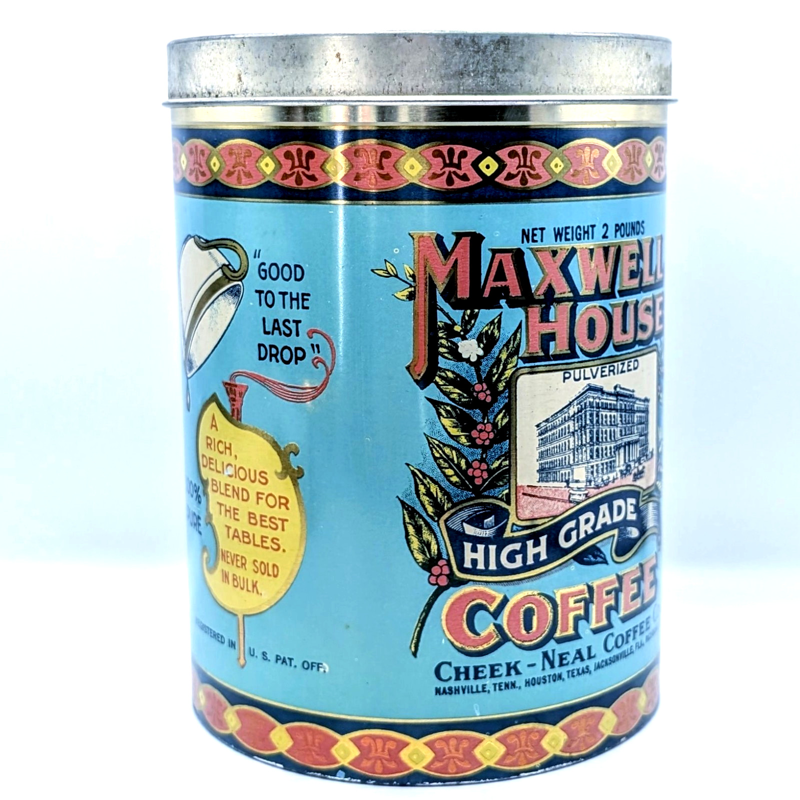 Vtg 1979 Maxwell House Coffee Tin Canister Cheinco High Grade Kitchen Prop Decor