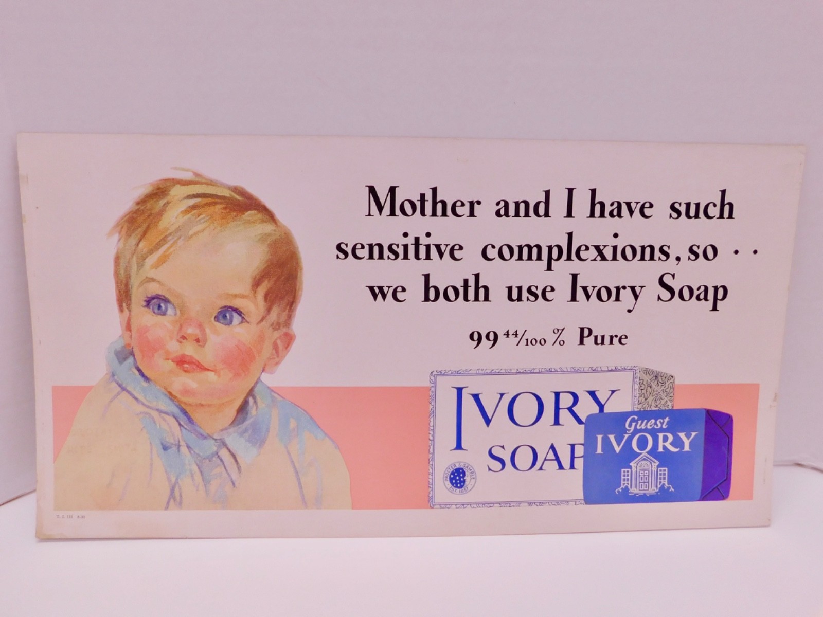 Antique Ivory Soap Trolley Car Sign Advertisement Cardboard 1930s