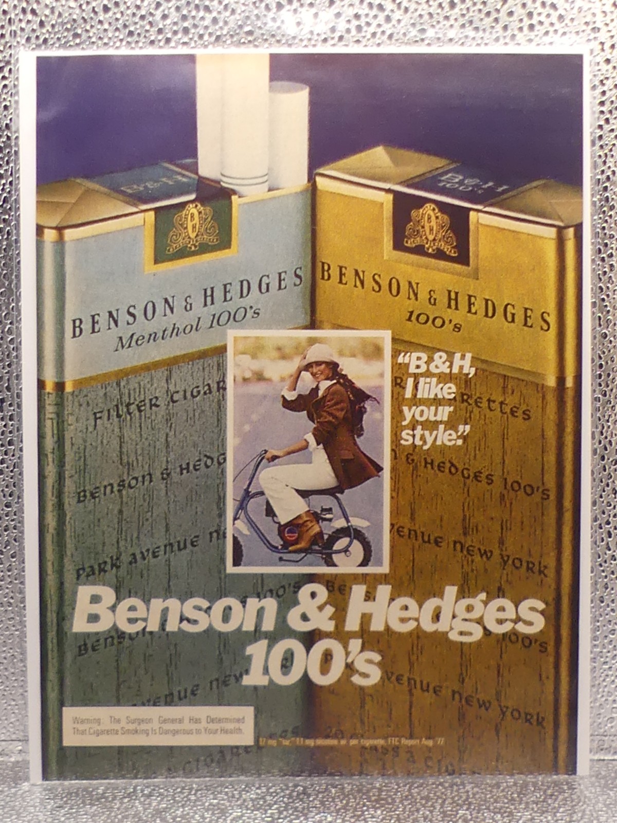 VTG Benson & Hedges 100’s Cigarettes Tobacco 1978 Print Advertising Full Page Ad