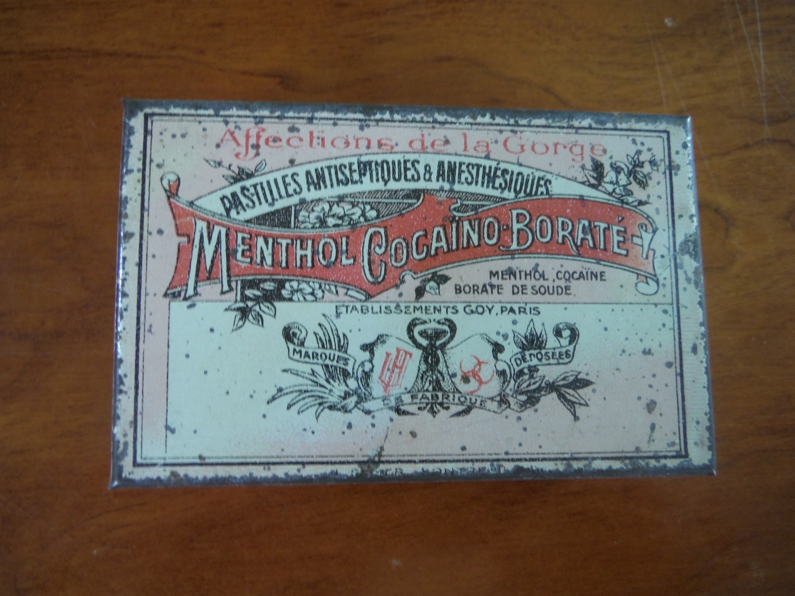 Menthol Cocaino Borate – 1800’s Throat Lozenges – Rare French Cocaine Tin