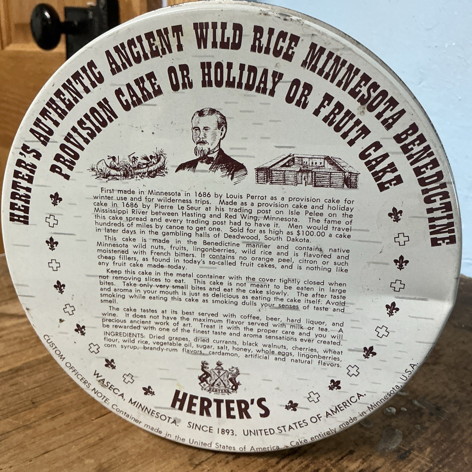 Herter’s Waseca MN Wild Rice Benedictine Provision Holiday Fruit Cake Tin