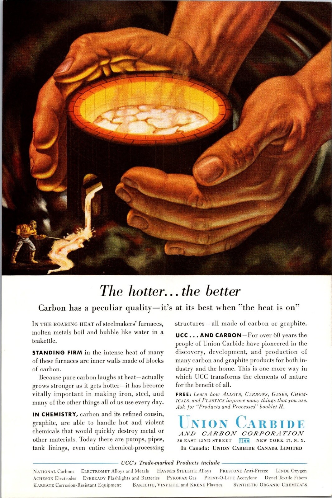 1954 Union Carbide And Carbon Company Vintage Color Print Ad Ephemera
