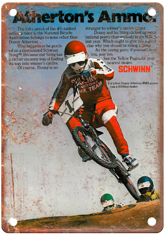 Old School BMX (1) SCHWINN Vintage Magazine Ad Reproduction Metal Sign B1348