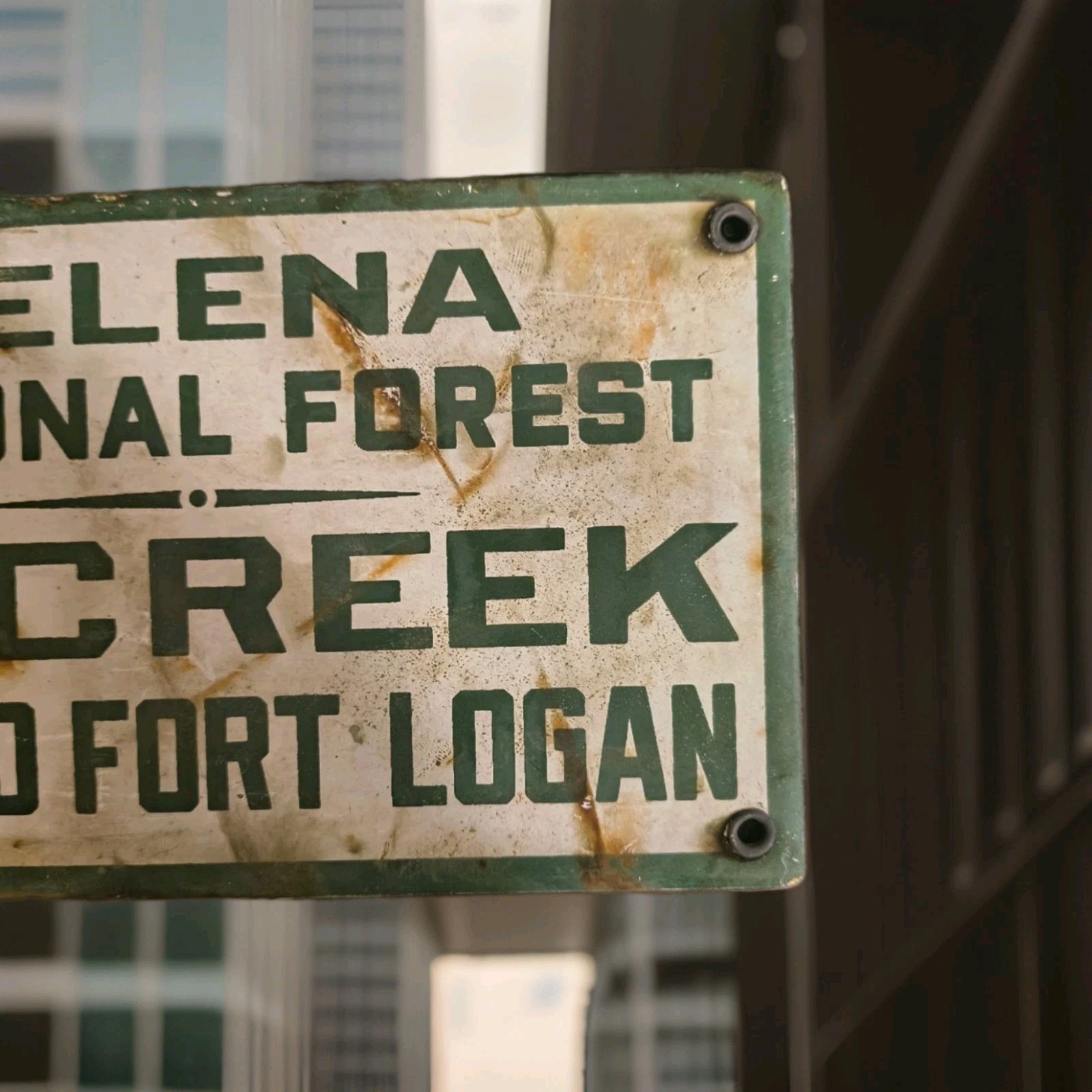 Vintage Helena-Lewis Clark National Forest Porcelain Sign Montana Texas Wyoming