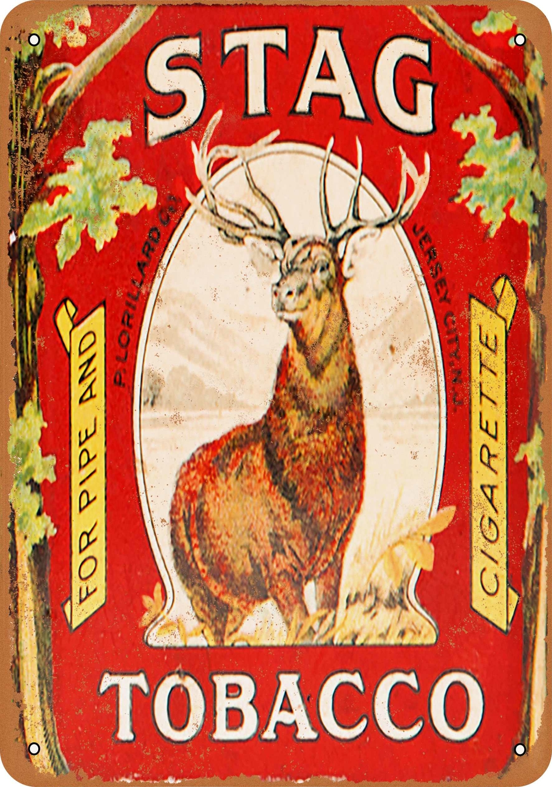 Metal Sign – Stag Pipe and Cigarette Tobacco – Vintage Look Reproduction