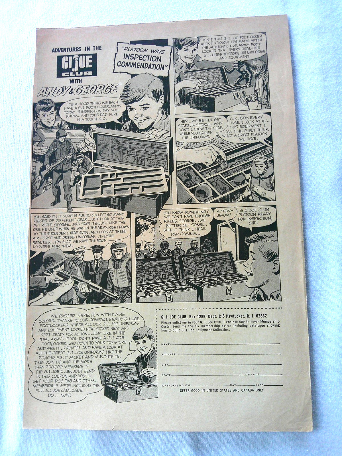 1966 G.I Joe Ad featuring the G.I. Joe Footlocker