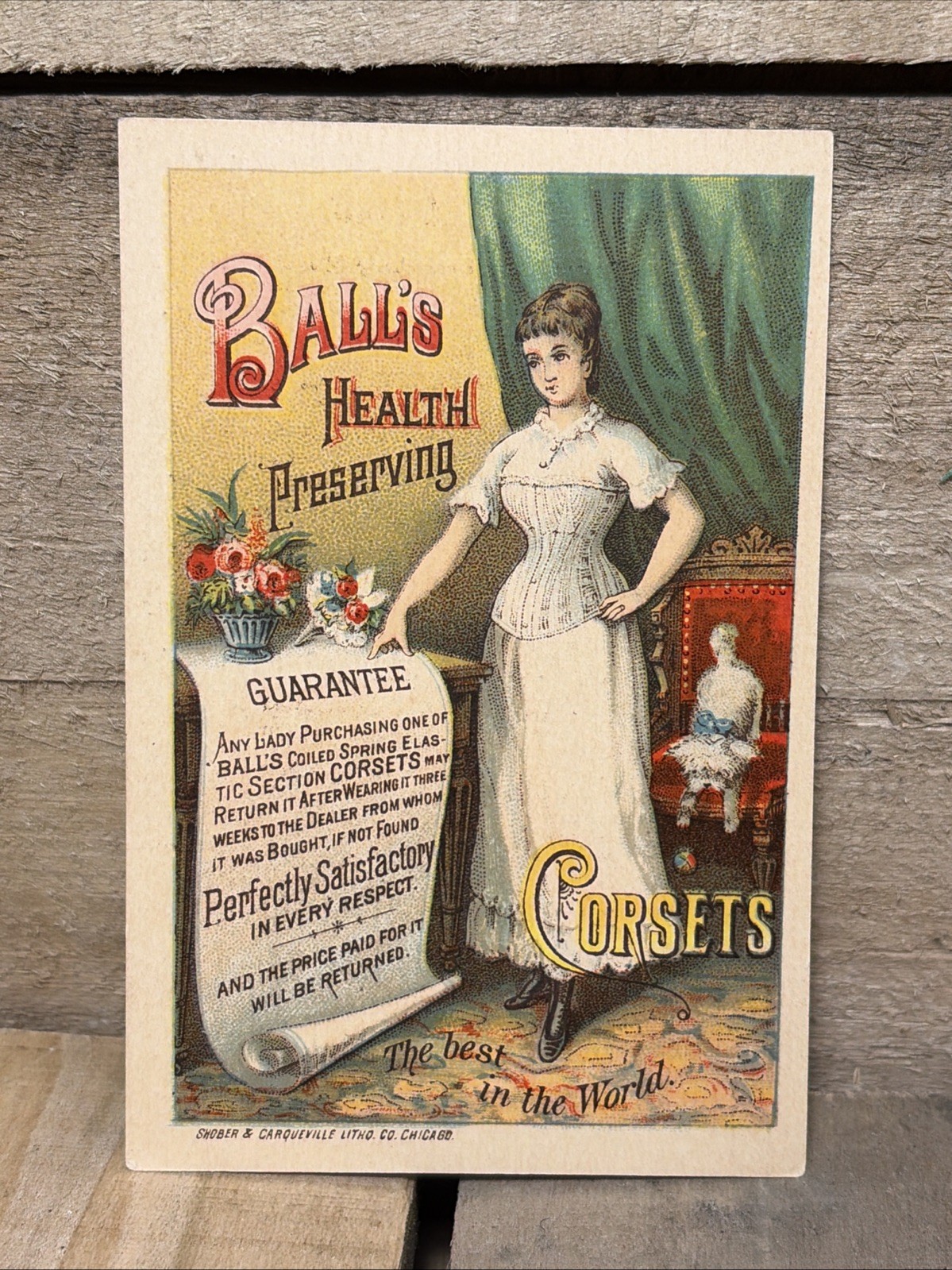 Vintage Balls Corsets – Victorian Trade Card – Blake Dry Goods Mendota ILL