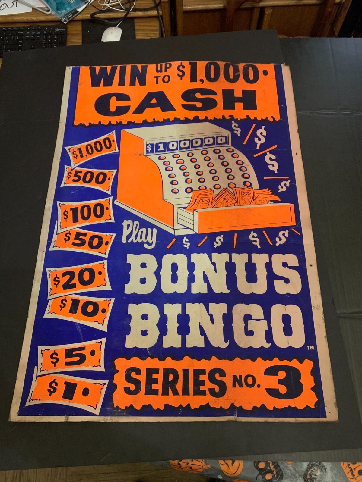 Vintage 1950’s Play Bonus Bingo Series #3 Punch Card Lottery Advertising Poster