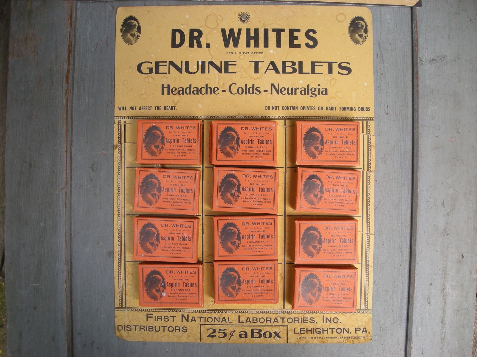 Antique DR. WHITES Lehighton, PA Medicine Advertising Store Display & Sign