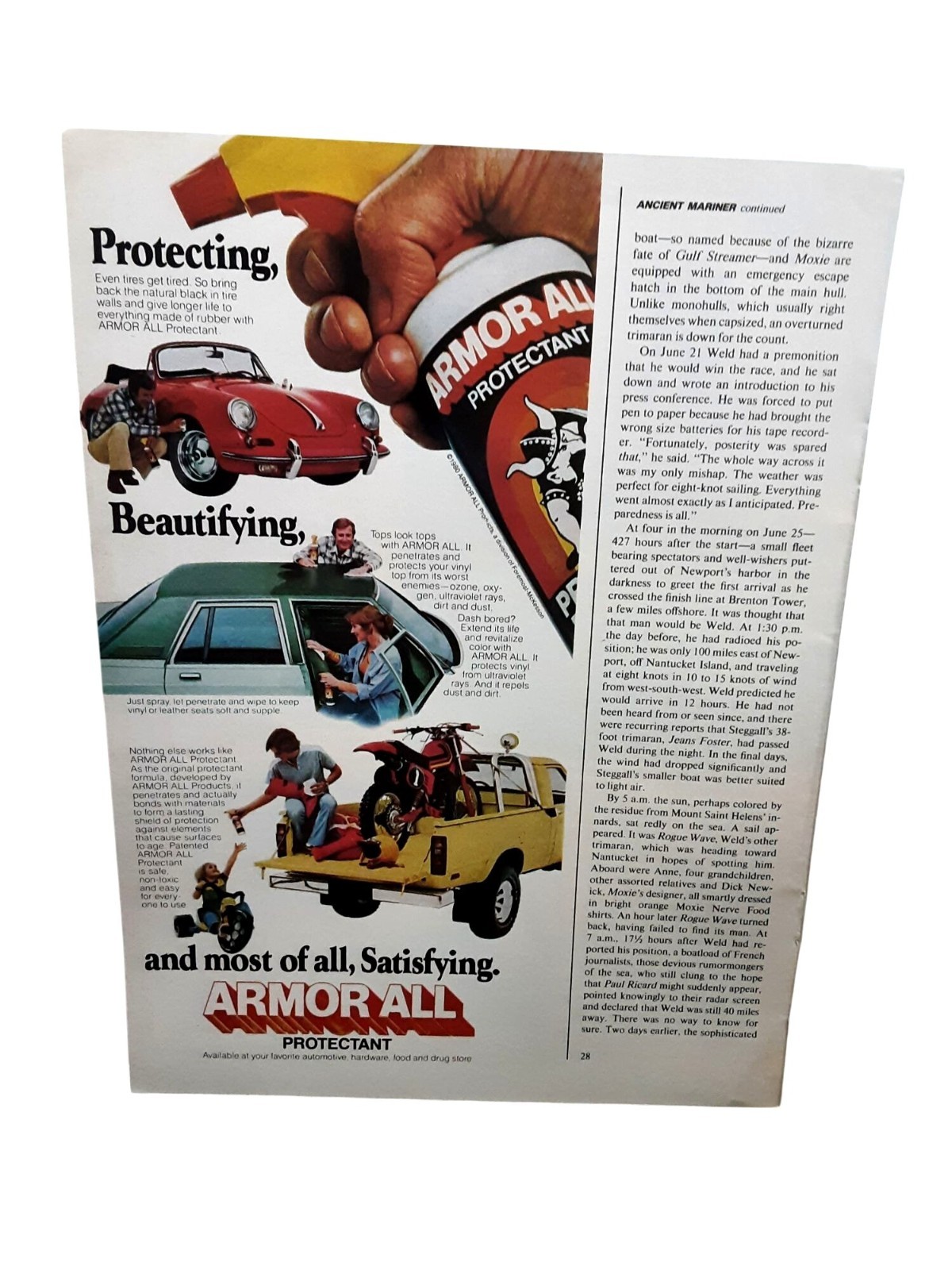 1980 Armor All Protectant Vintage Car Cleaning Product Print Ad Original
