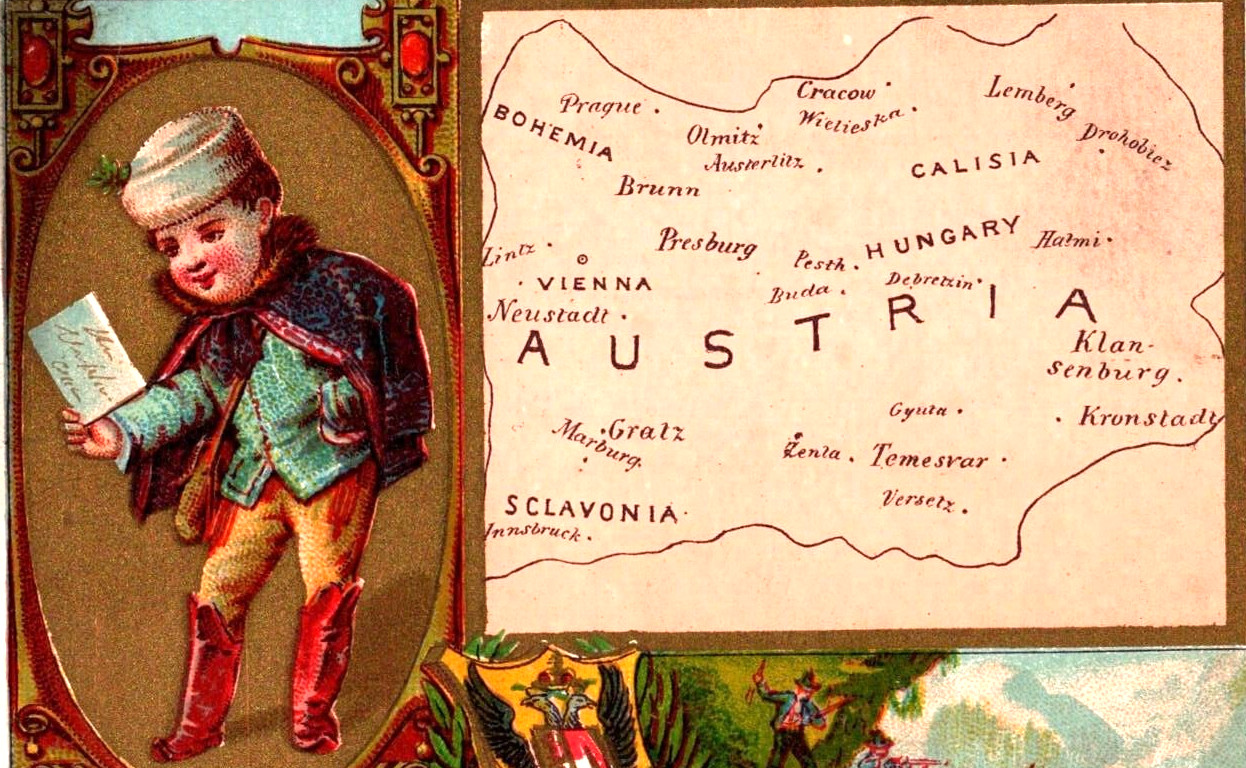 Austria Map Child With Military Uniform Victorian Trade Card