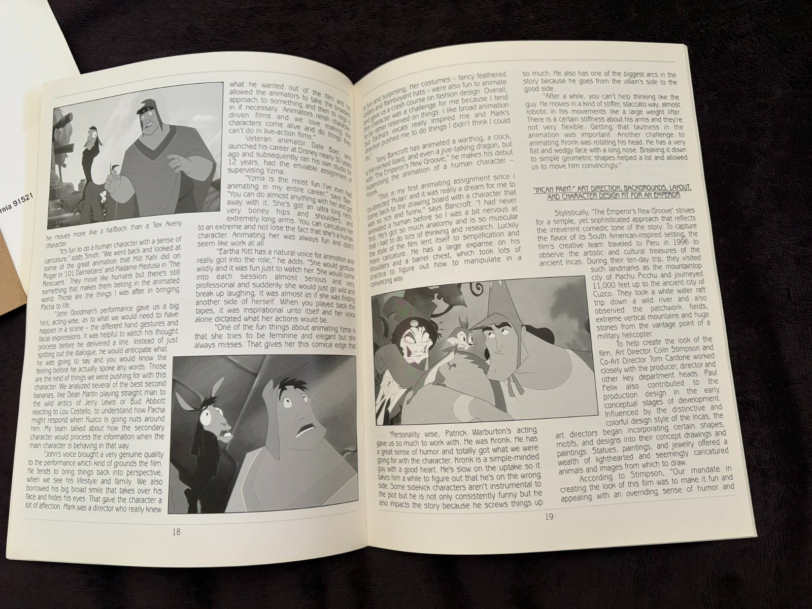 EMPEROR’S NEW GROOVE 2000 Press Kit Walt Disney, Emperor Kuzco with llama, Sting