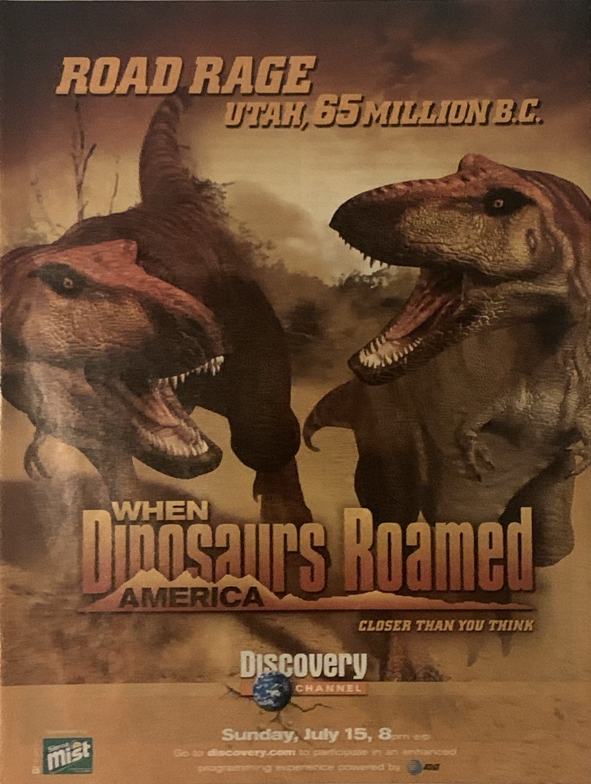2001 Discovery Channel PRINT AD When Dinosaurs Roamed America VTG 2000s TV Promo