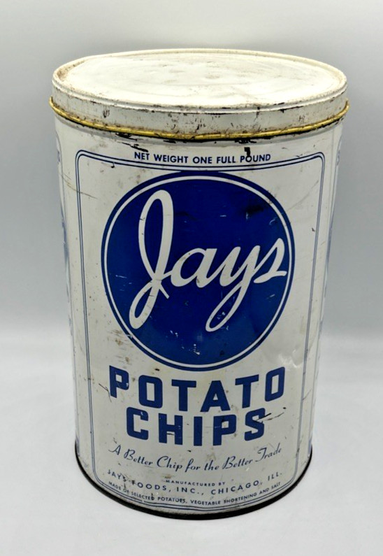 Vintage Original Jays Potato Chips Tin Can 1lb