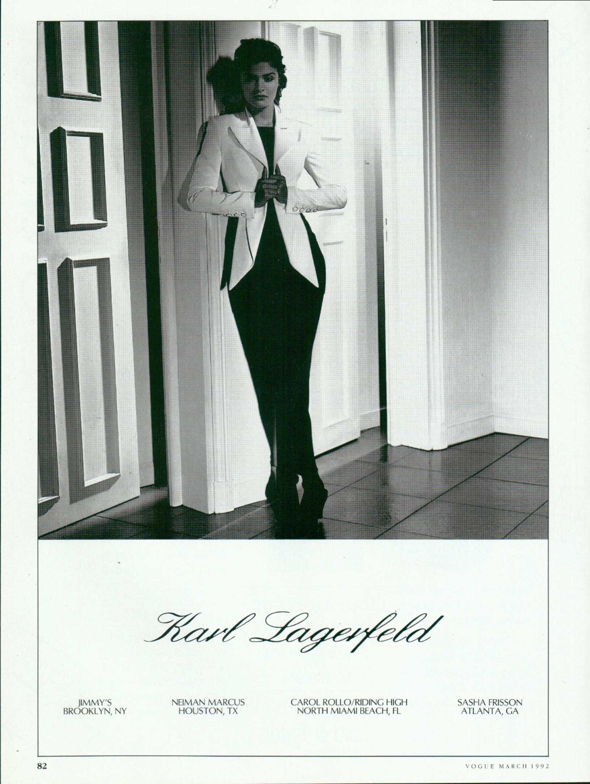 KARL LAGERFELD Magazine Print Ad Advert Helena Christensen fashion 1p 1992