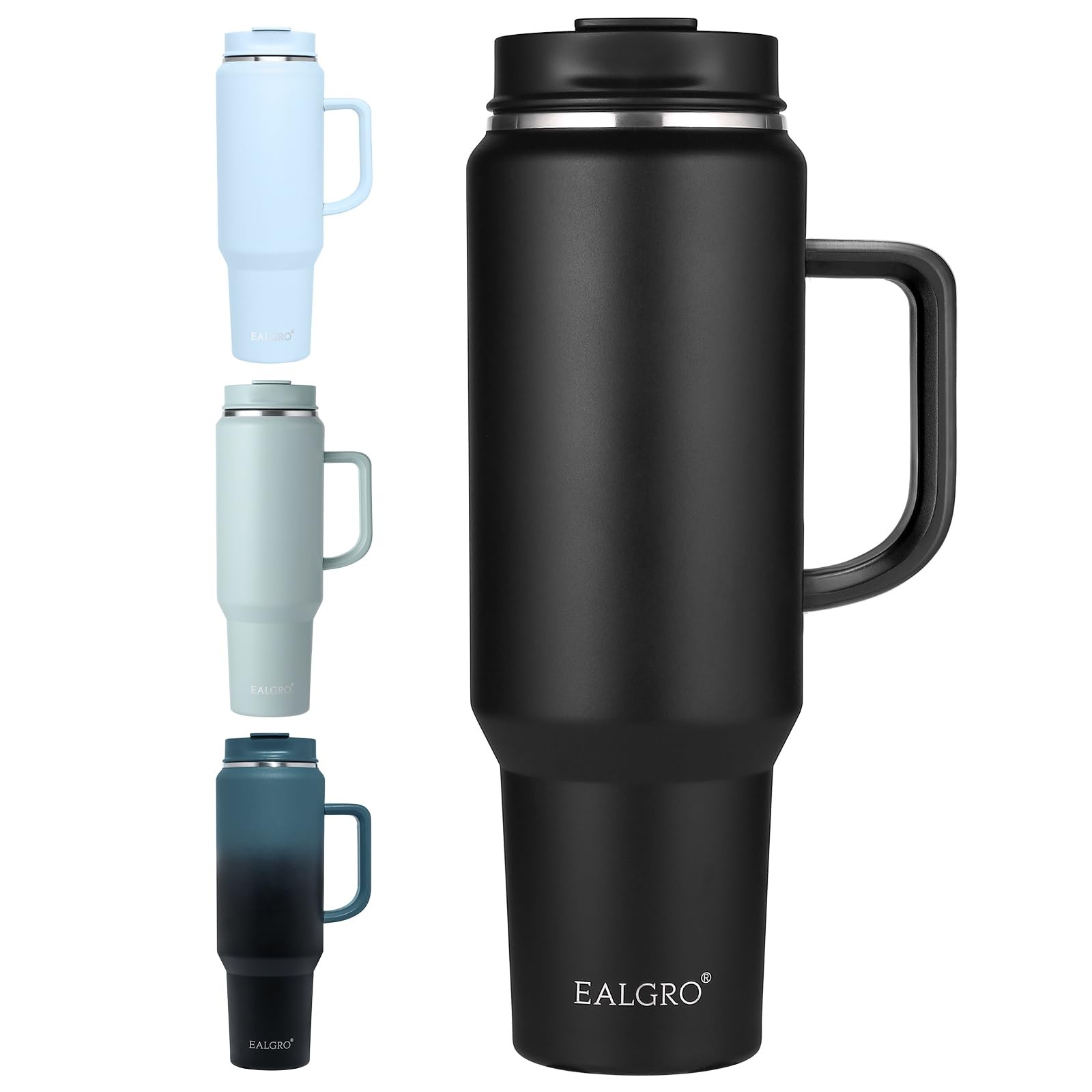 EALGRO 50 oz Tumbler with Handle, Insulated Tumblers 50 Ounces, Black