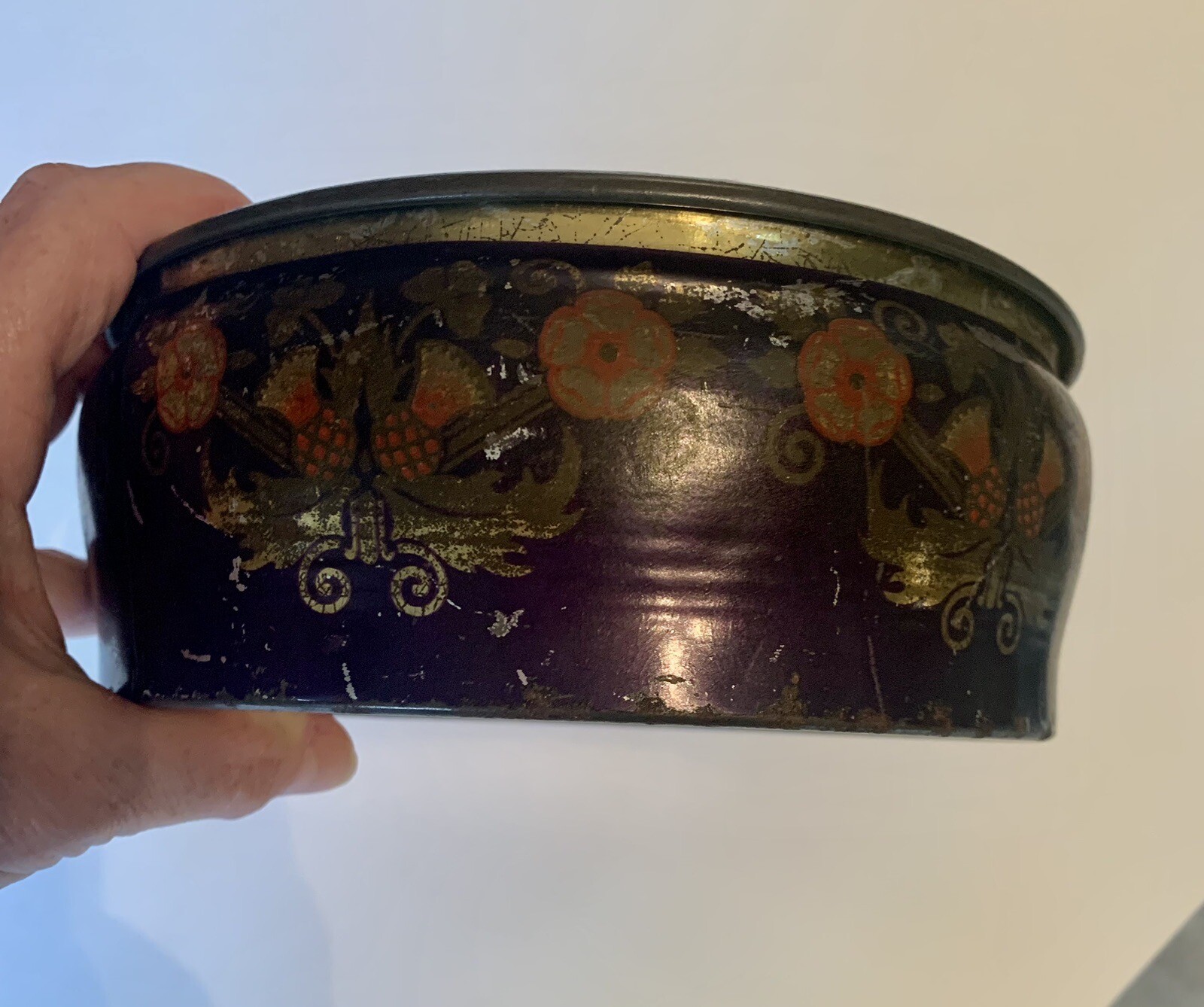 VTG William Crawford & Sons Biscuit Tin King George VI Family 1930’s Floral Blue