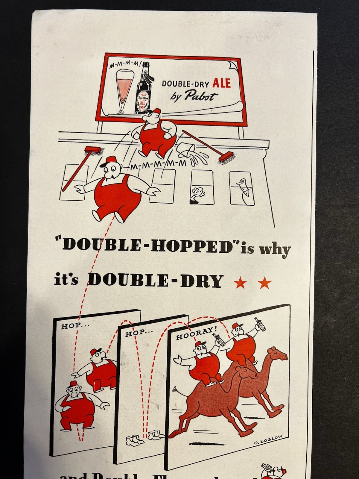 Vtg 1940s AD-Pabst Blue Ribbon Ale-Double Hopped -Double Dry -Double Flavored