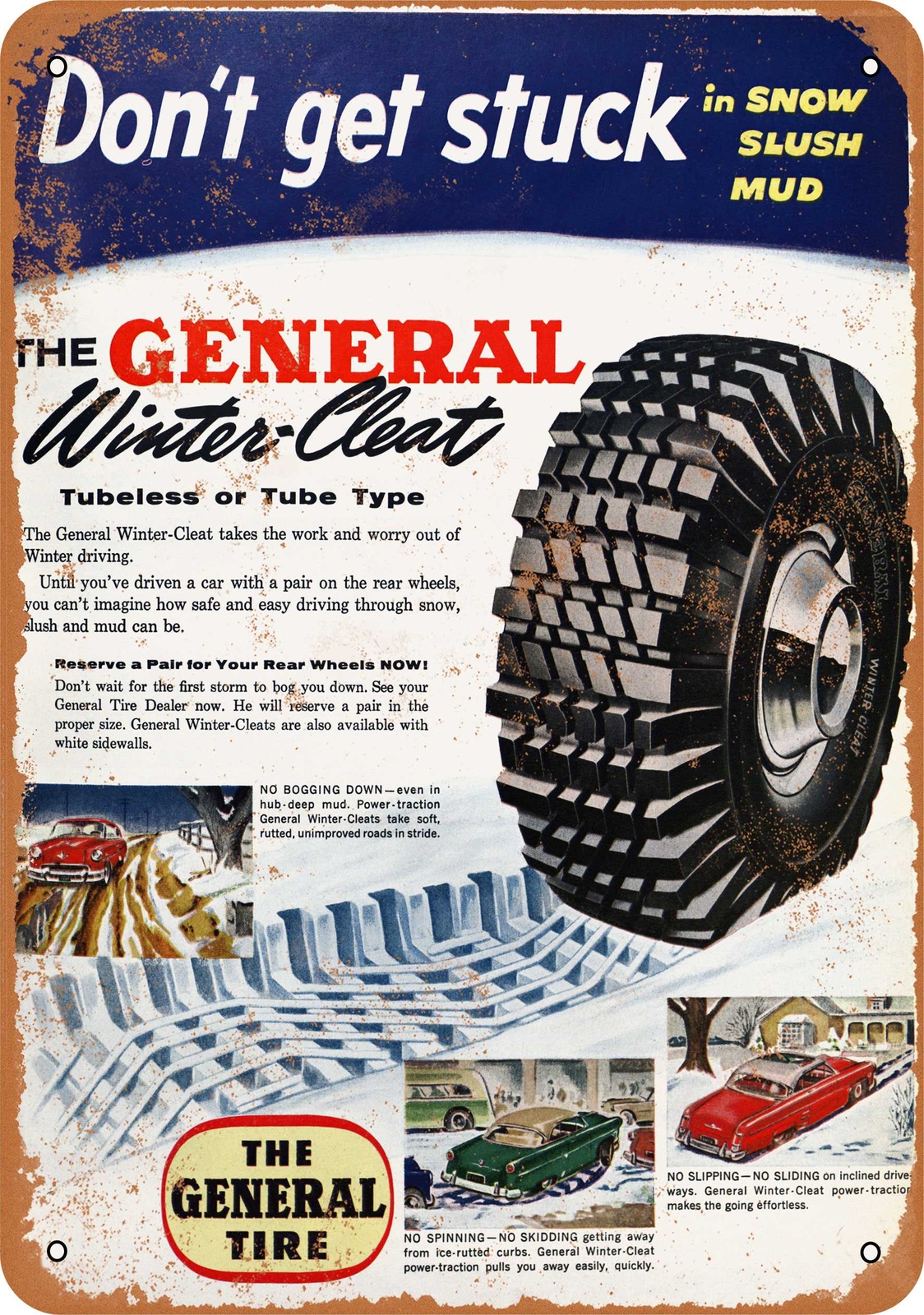 Metal Sign – 1955 General Snow Tires – Vintage Look Reproduction