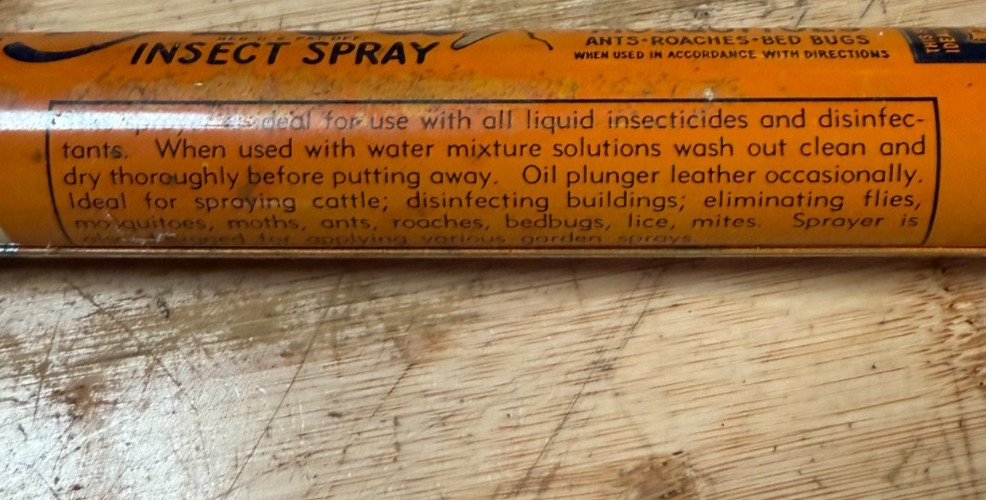 Fly Ded Insect Sprayer Empty Vintage 10″ (No Glass Bottle) Black Handle