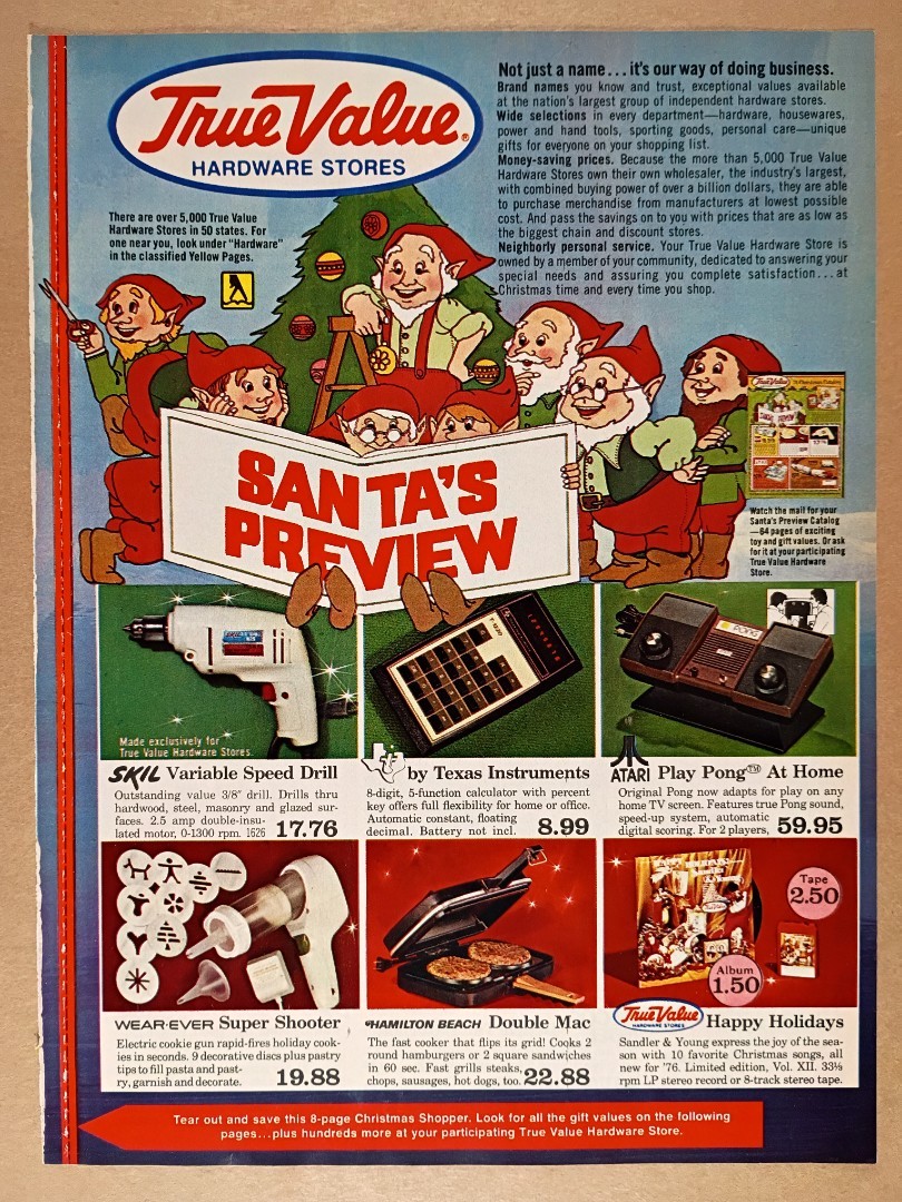 1976 True Value Hardware Stores Christmas Gifts Toys 8 page vintage print Ad