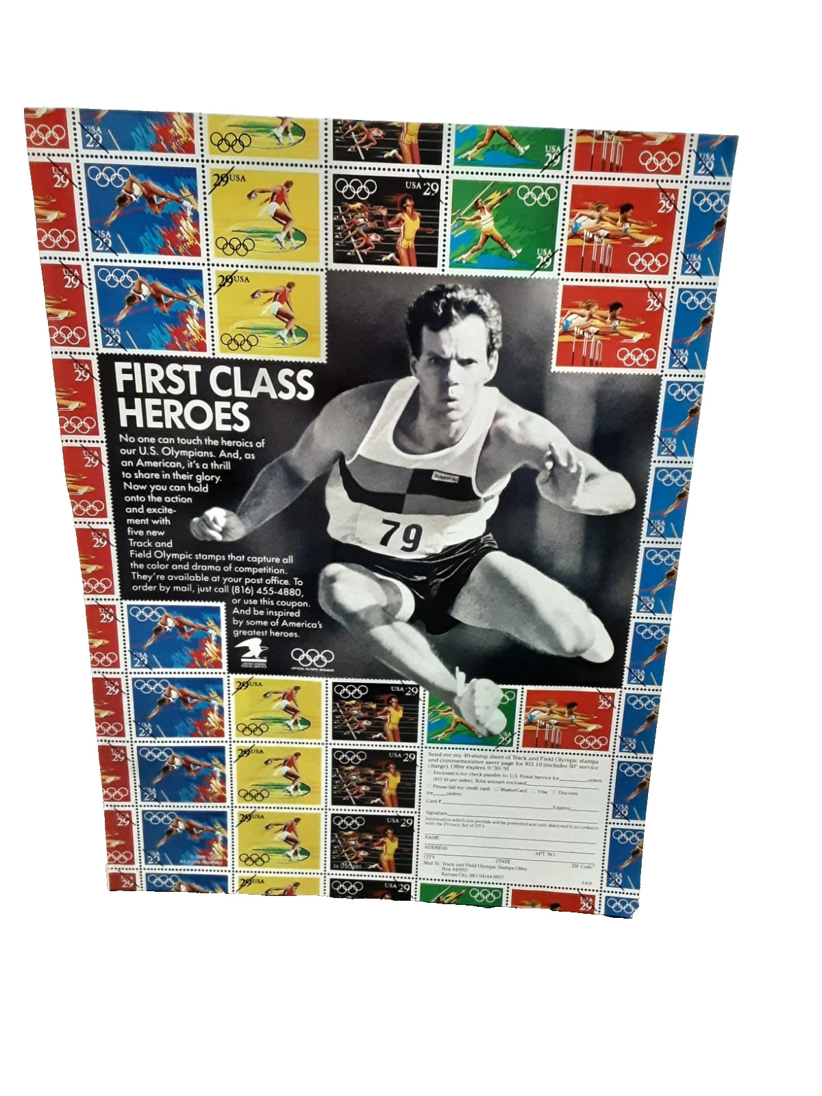 US Postal Service 1991 Olympic Games Stamps Vintage Track Print Ad