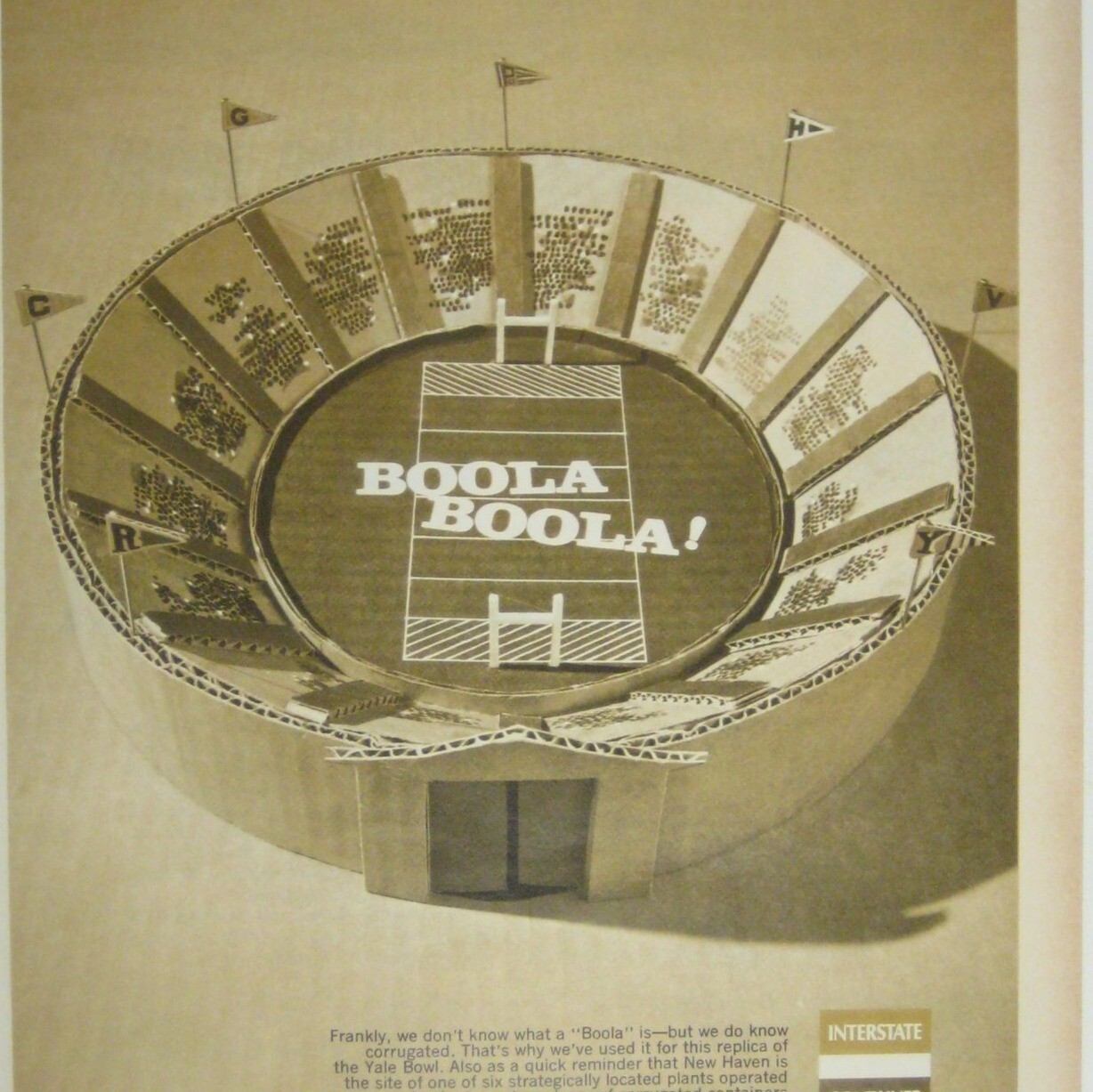 Boola Stadium Arena Cardboard 1967 Interstate Container Yale Bowl Replica Print